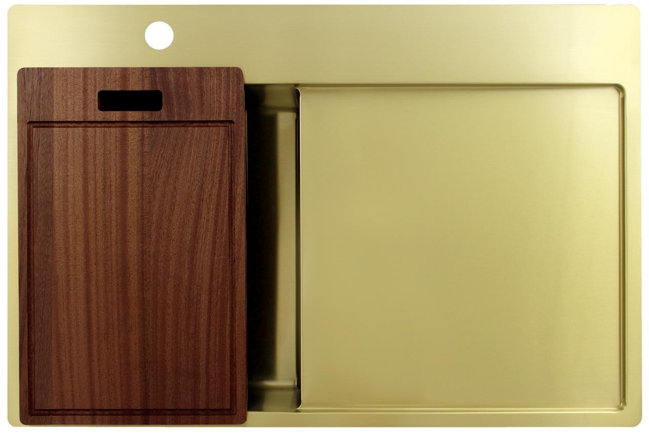 Pure.Sink Exclusivo Gouden kleine spoelbak met afdruipgedeelt 78x52 cm Tapwing links PEX3478LT-60 - Productafbeelding 5