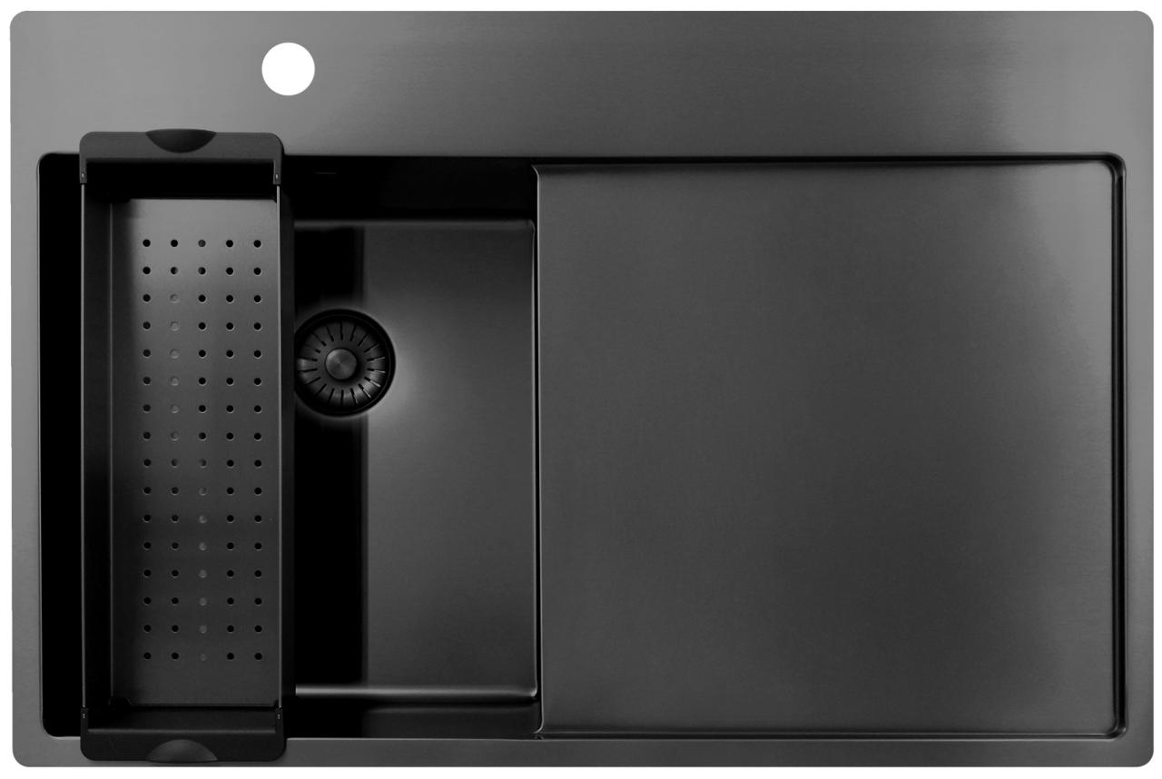 Pure.Sink Exclusivo Gun Metal kleine spoelbak met afdruipgedeelte 78x52 cm Tapwing links PEX3478LT-61 - Productafbeelding 3