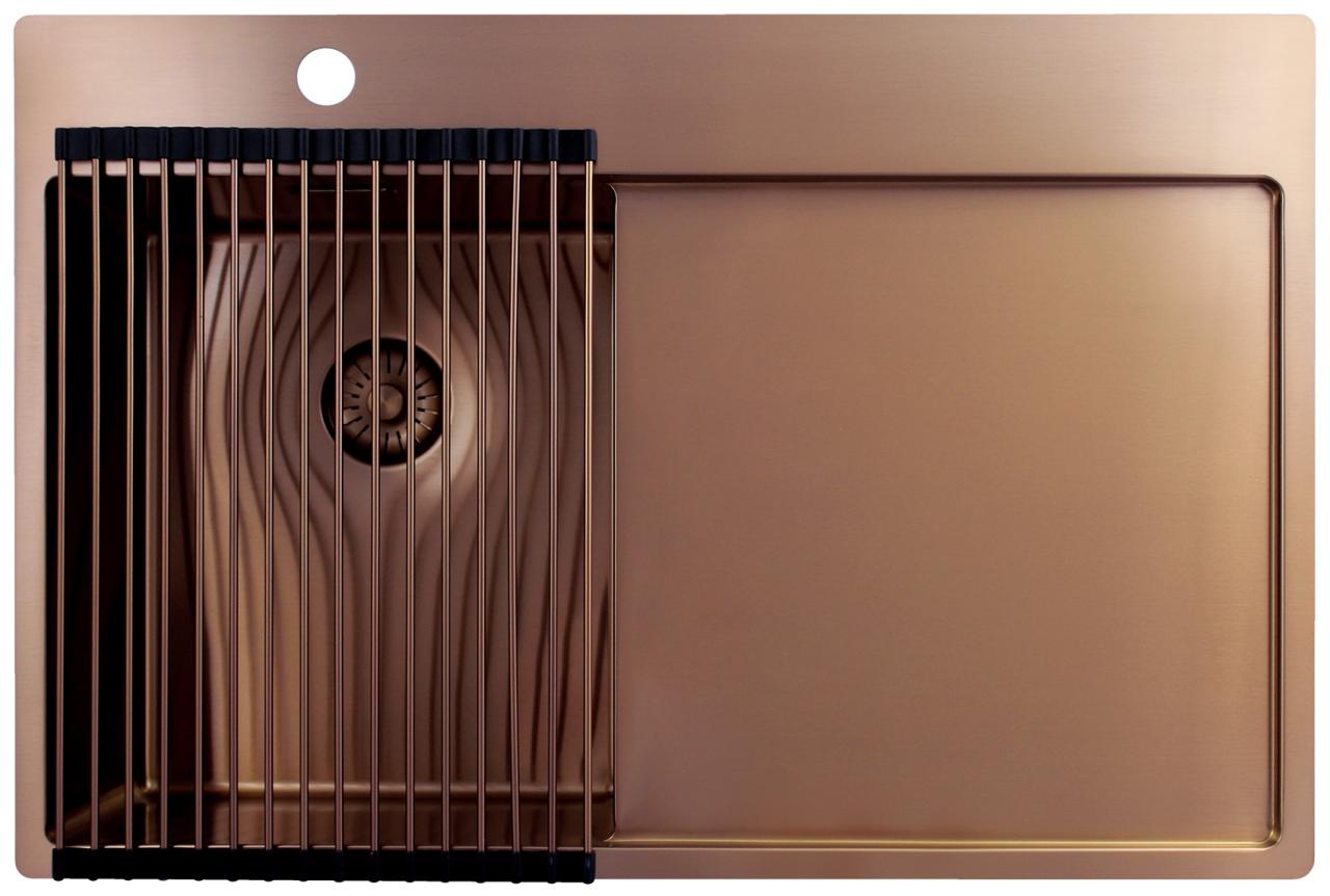 Pure.Sink Exclusivo  Koperen kleine spoelbak met afdruipgedeelte 78x52 cm Tapwing links PEX3478LT-62 - Productafbeelding 4