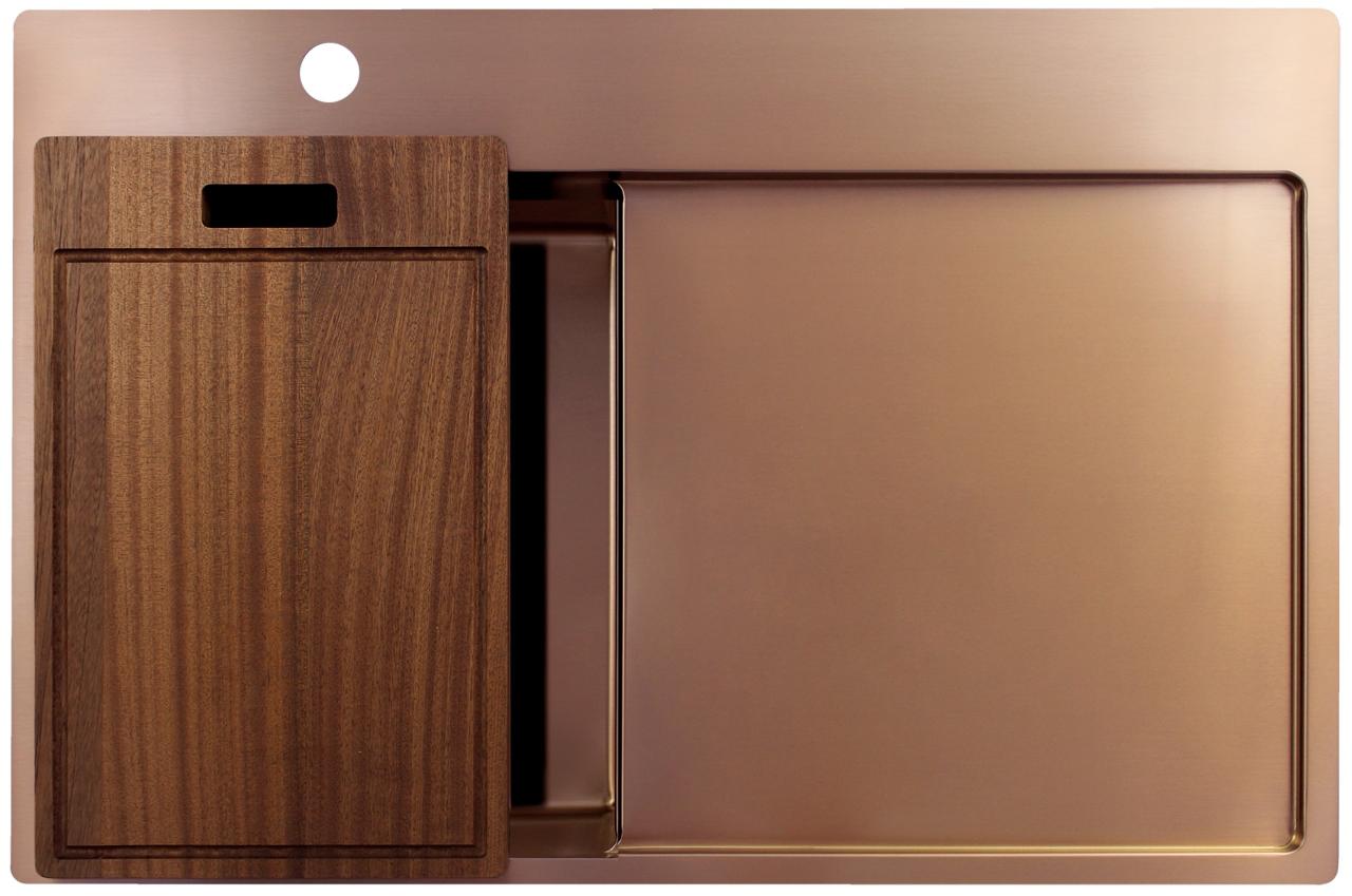 Pure.Sink Exclusivo  Koperen kleine spoelbak met afdruipgedeelte 78x52 cm Tapwing links PEX3478LT-62 - Productafbeelding 5