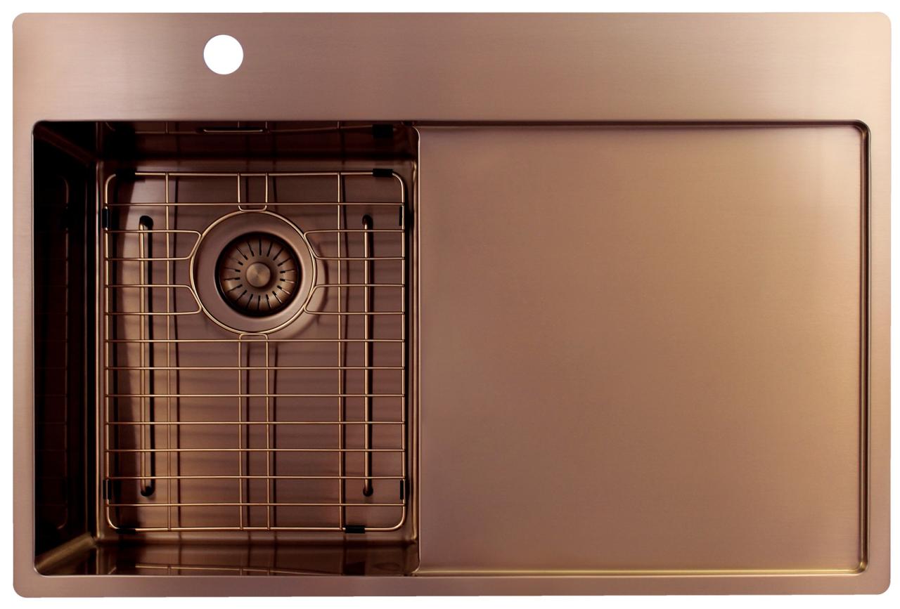Pure.Sink Exclusivo  Koperen kleine spoelbak met afdruipgedeelte 78x52 cm Tapwing links PEX3478LT-62 - Productafbeelding 6