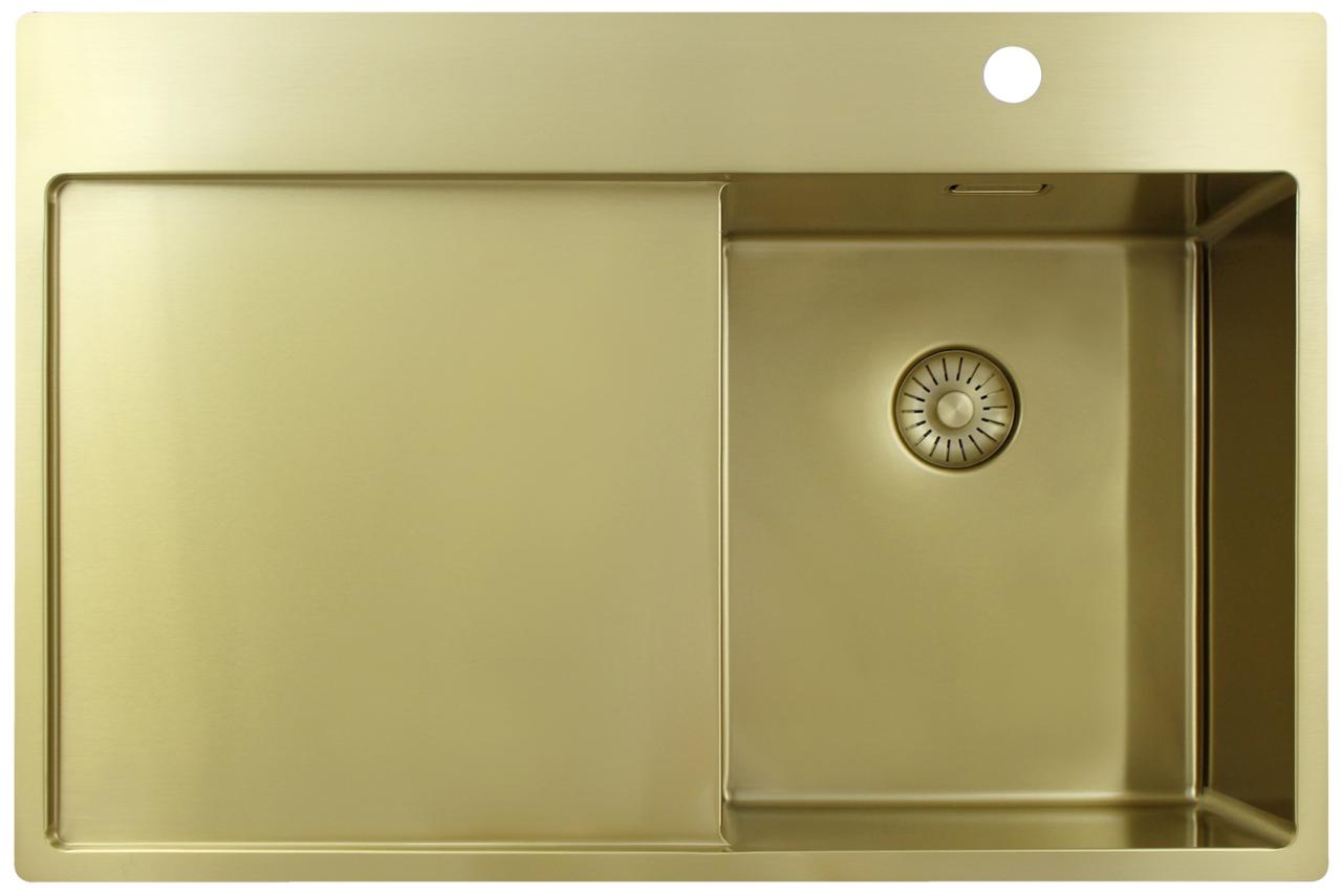 Pure.Sink Exclusivo Gouden kleine spoelbak met afdruipgedeelte 78x52 cm Tapwing rechts PEX3478RT-60 - Productafbeelding