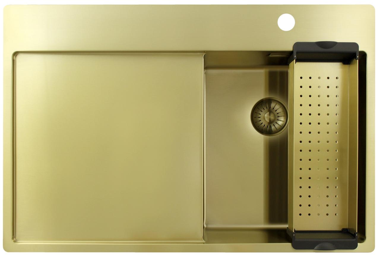 Pure.Sink Exclusivo Gouden kleine spoelbak met afdruipgedeelte 78x52 cm Tapwing rechts PEX3478RT-60 - Productafbeelding 3