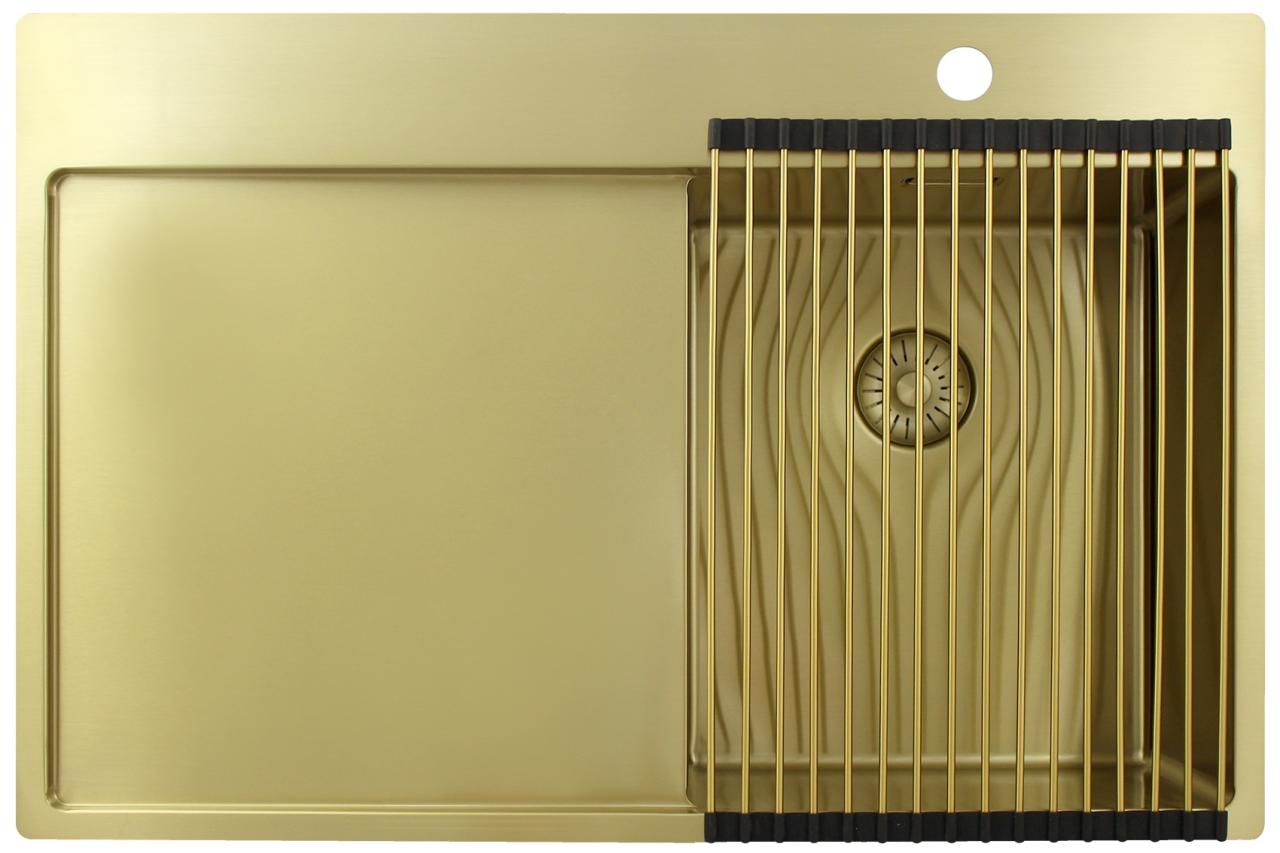 Pure.Sink Exclusivo Gouden kleine spoelbak met afdruipgedeelte 78x52 cm Tapwing rechts PEX3478RT-60 - Productafbeelding 4