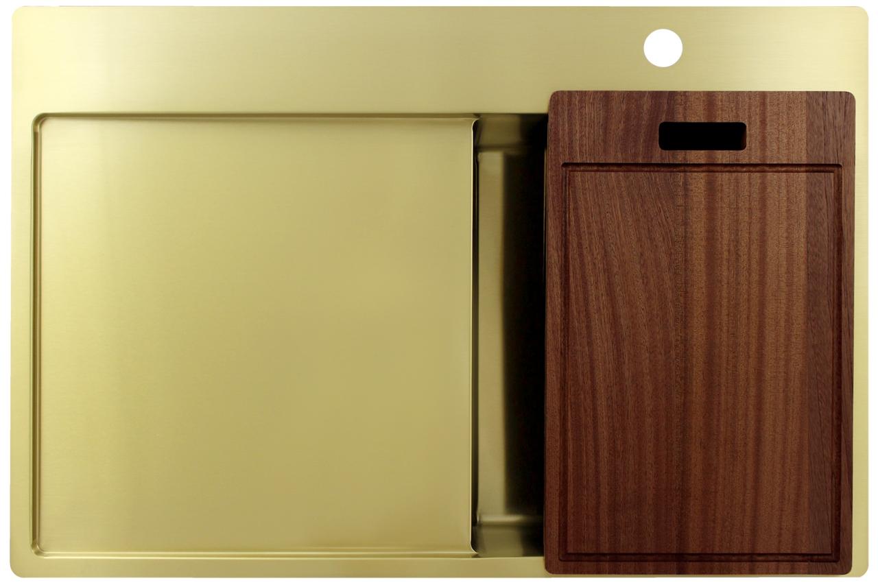 Pure.Sink Exclusivo Gouden kleine spoelbak met afdruipgedeelte 78x52 cm Tapwing rechts PEX3478RT-60 - Productafbeelding 5