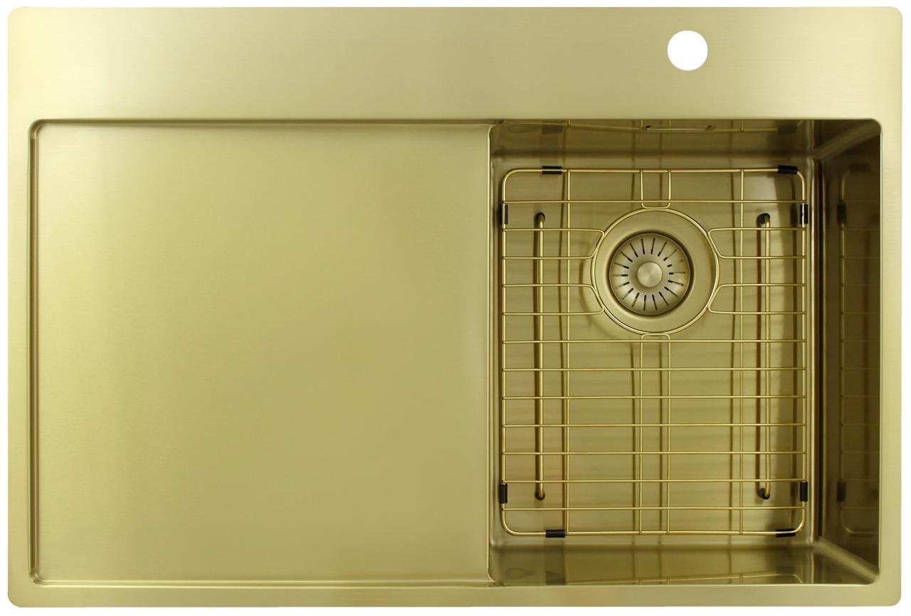 Pure.Sink Exclusivo Gouden kleine spoelbak met afdruipgedeelte 78x52 cm Tapwing rechts PEX3478RT-60 - Productafbeelding 6