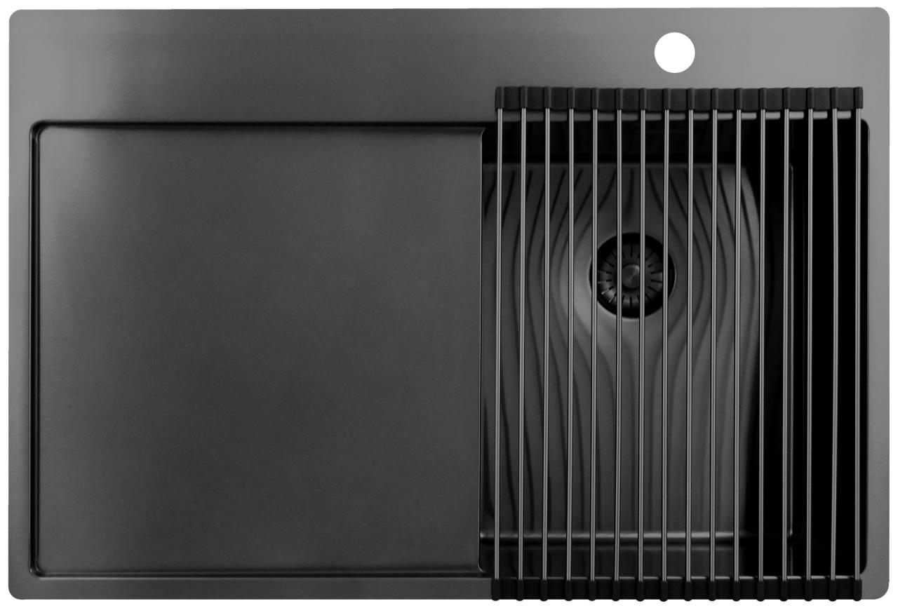 Pure.Sink Exclusivo Gun Metal kleine spoelbak met afdruipgedeelte 78x52 cm Tapwing rechts PEX3478RT-61 - Productafbeelding 4