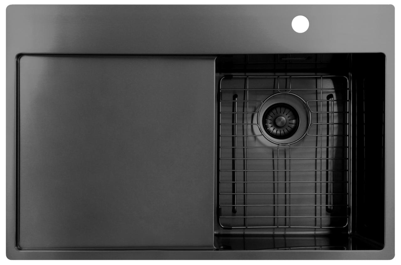 Pure.Sink Exclusivo Gun Metal kleine spoelbak met afdruipgedeelte 78x52 cm Tapwing rechts PEX3478RT-61 - Productafbeelding 6