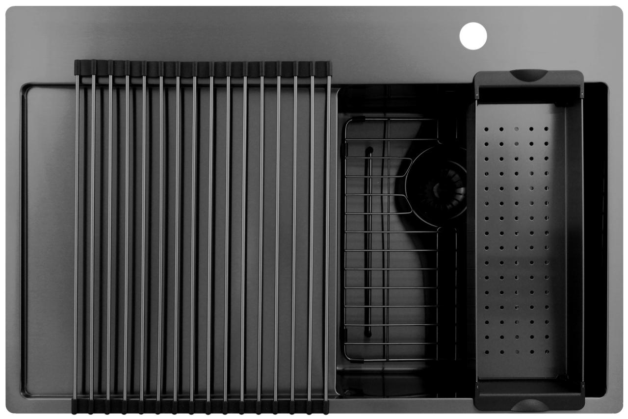 Pure.Sink Exclusivo Gun Metal kleine spoelbak met afdruipgedeelte 78x52 cm Tapwing rechts PEX3478RT-61 - Productafbeelding 7