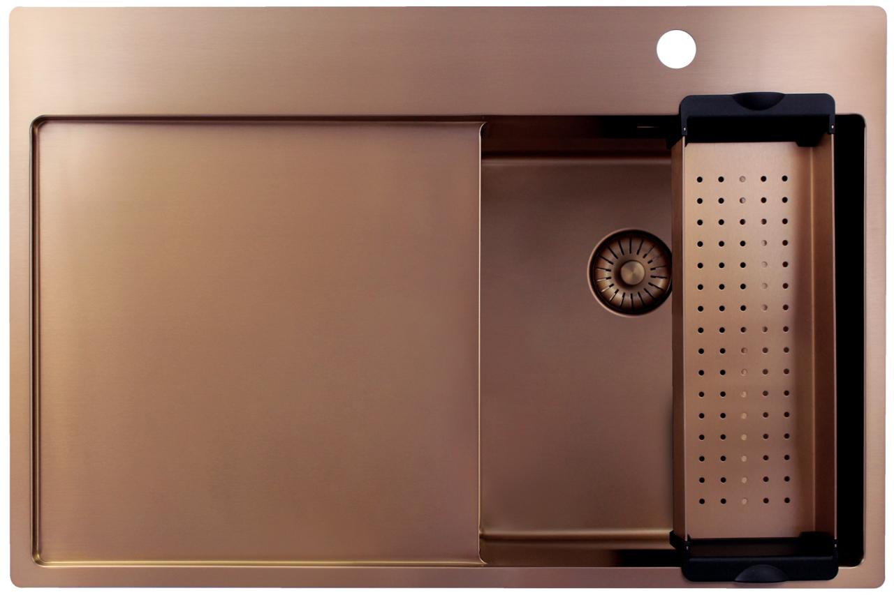 Pure.Sink Exclusivo Koperen kleine spoelbak met afdruipgedeelte 78x52 cm Tapwing rechts PEX3478RT-62 - Productafbeelding 3