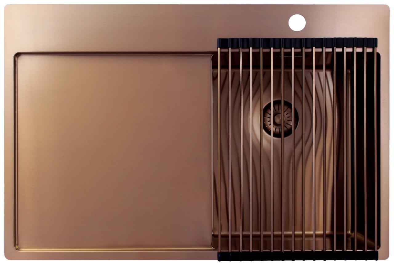 Pure.Sink Exclusivo Koperen kleine spoelbak met afdruipgedeelte 78x52 cm Tapwing rechts PEX3478RT-62 - Productafbeelding 4