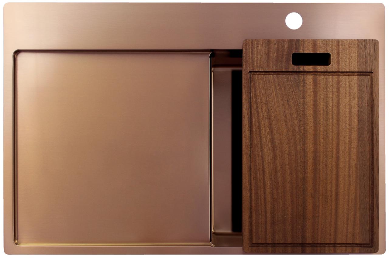 Pure.Sink Exclusivo Koperen kleine spoelbak met afdruipgedeelte 78x52 cm Tapwing rechts PEX3478RT-62 - Productafbeelding 5