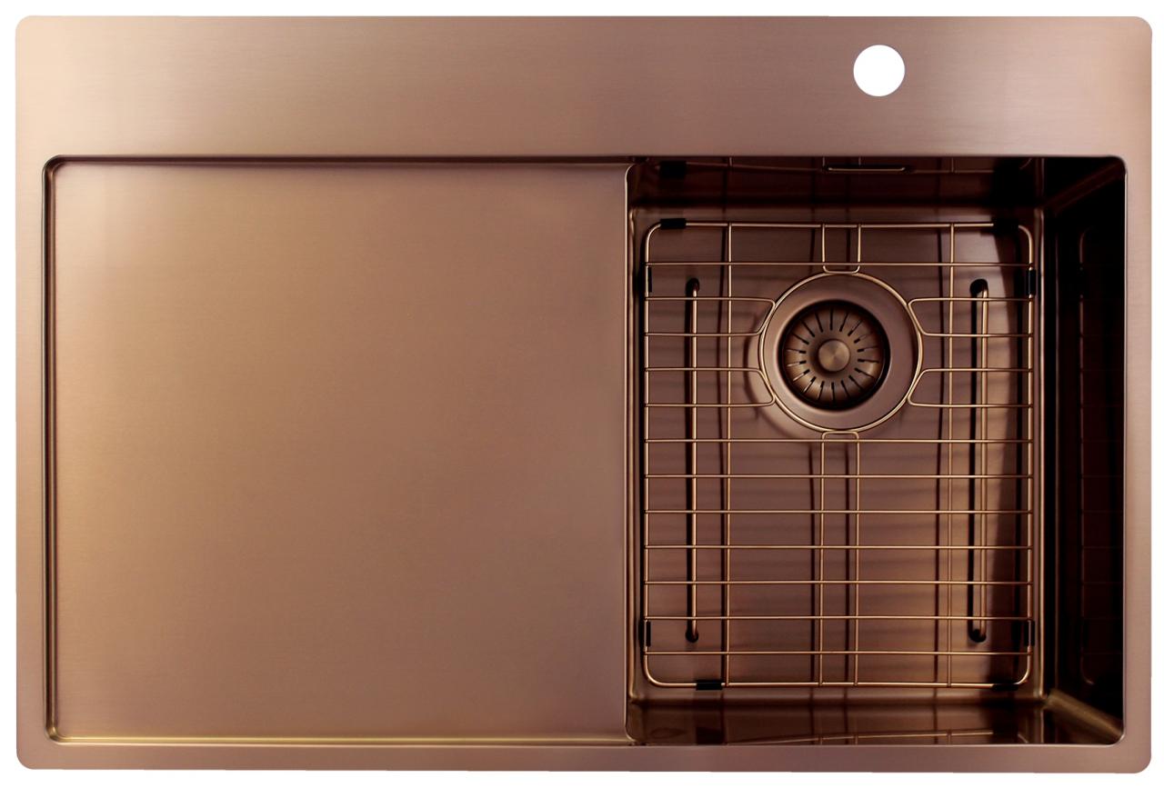 Pure.Sink Exclusivo Koperen kleine spoelbak met afdruipgedeelte 78x52 cm Tapwing rechts PEX3478RT-62 - Productafbeelding 6