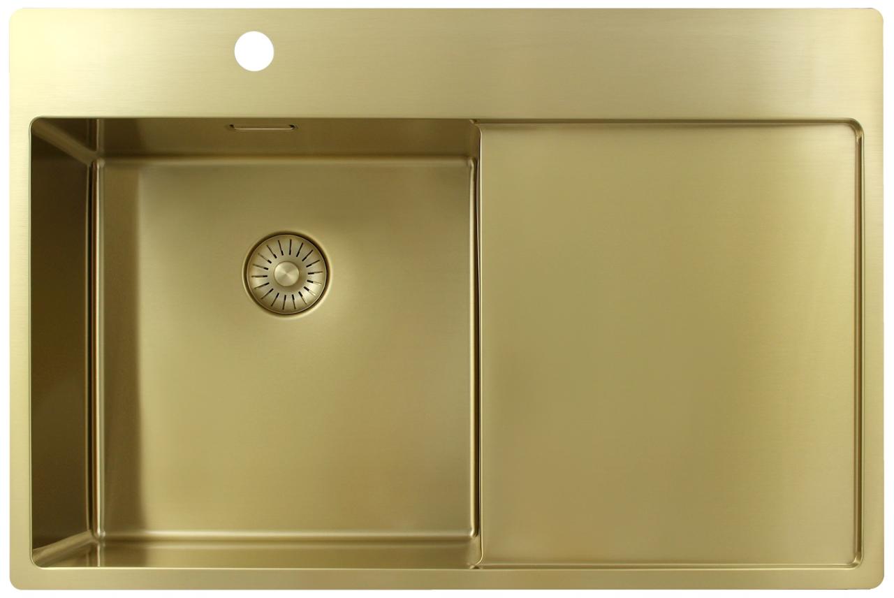 Pure.Sink Exclusivo Gouden spoelbak met afdruipgedeelte 78x52 cm Tapwing links PEX4078LT-60 - Productafbeelding