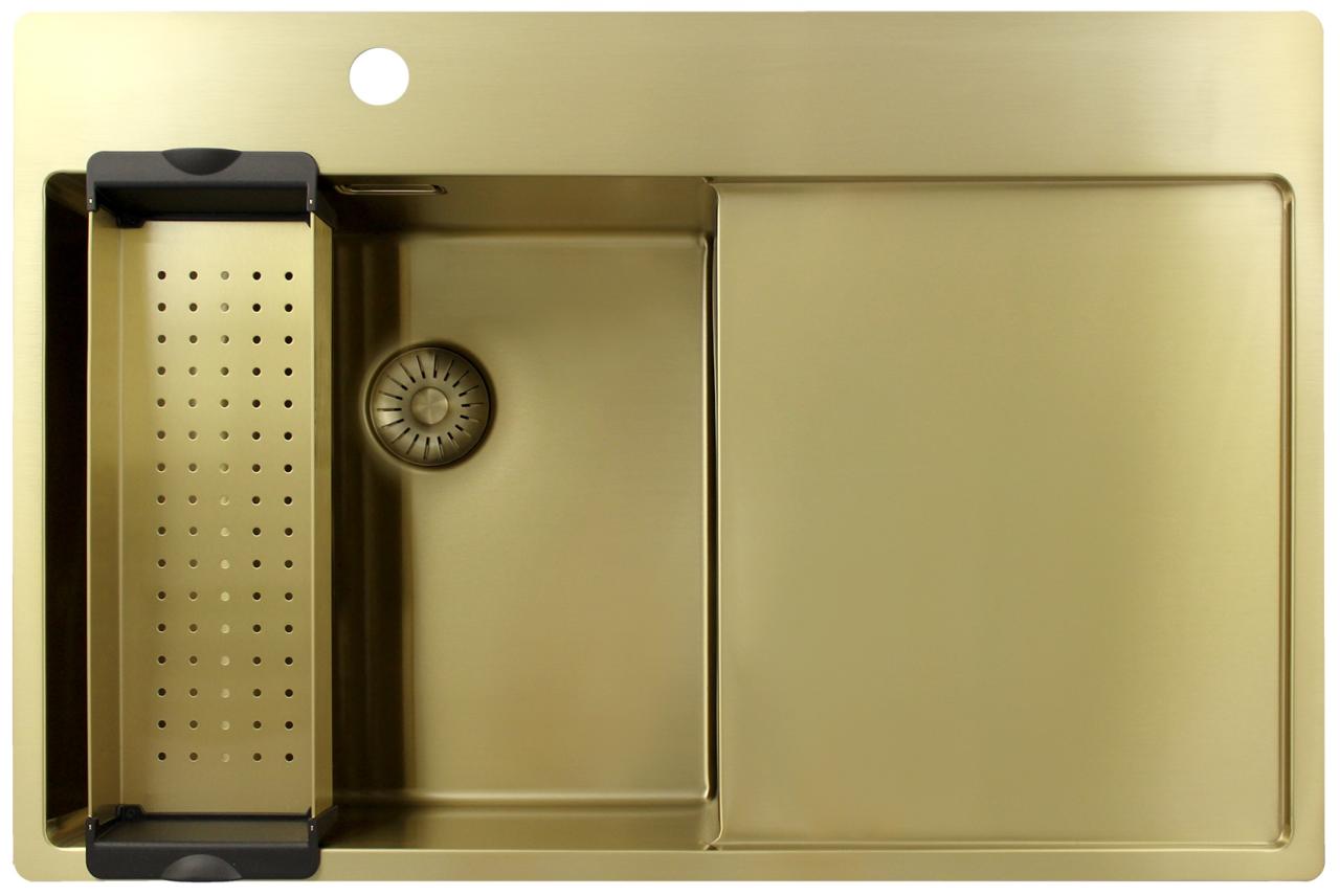 Pure.Sink Exclusivo Gouden spoelbak met afdruipgedeelte 78x52 cm Tapwing links PEX4078LT-60 - Productafbeelding 3