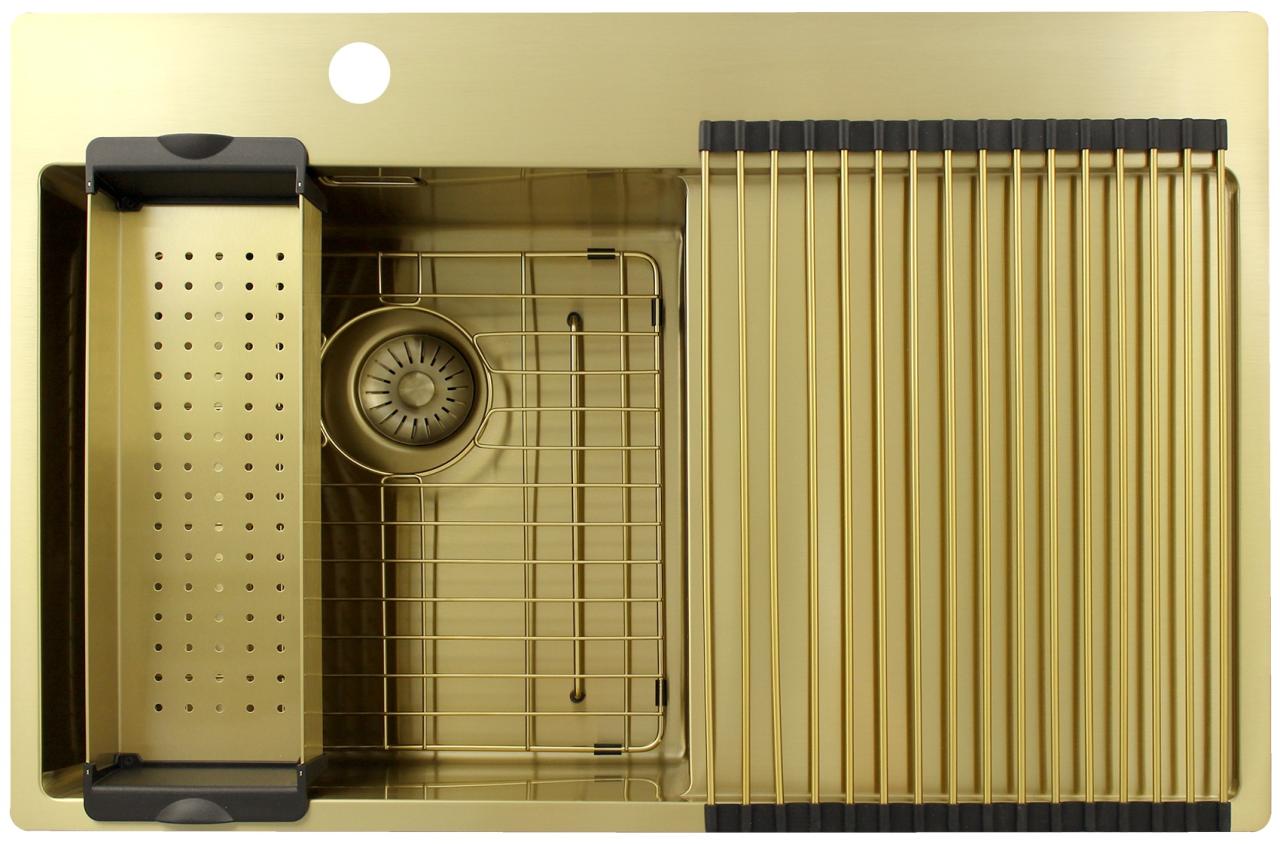 Pure.Sink Exclusivo Gouden spoelbak met afdruipgedeelte 78x52 cm Tapwing links PEX4078LT-60 - Productafbeelding 7