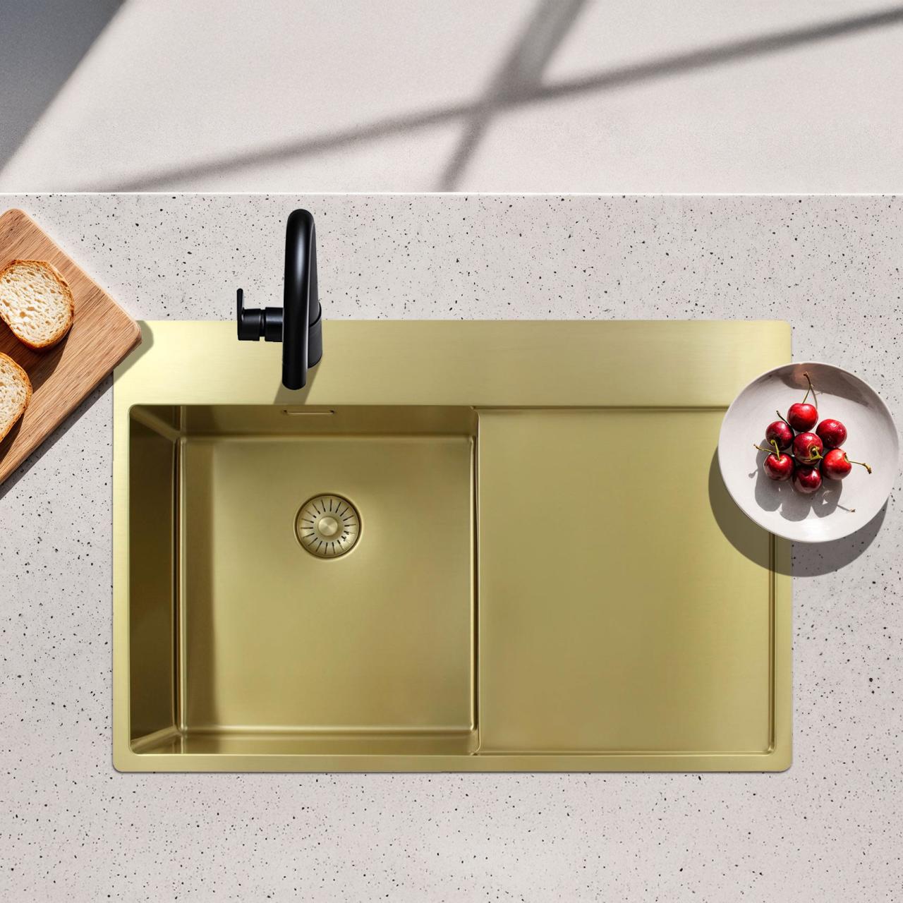 Pure.Sink Exclusivo Gouden spoelbak met afdruipgedeelte 78x52 cm Tapwing links PEX4078LT-60 - Productafbeelding 2