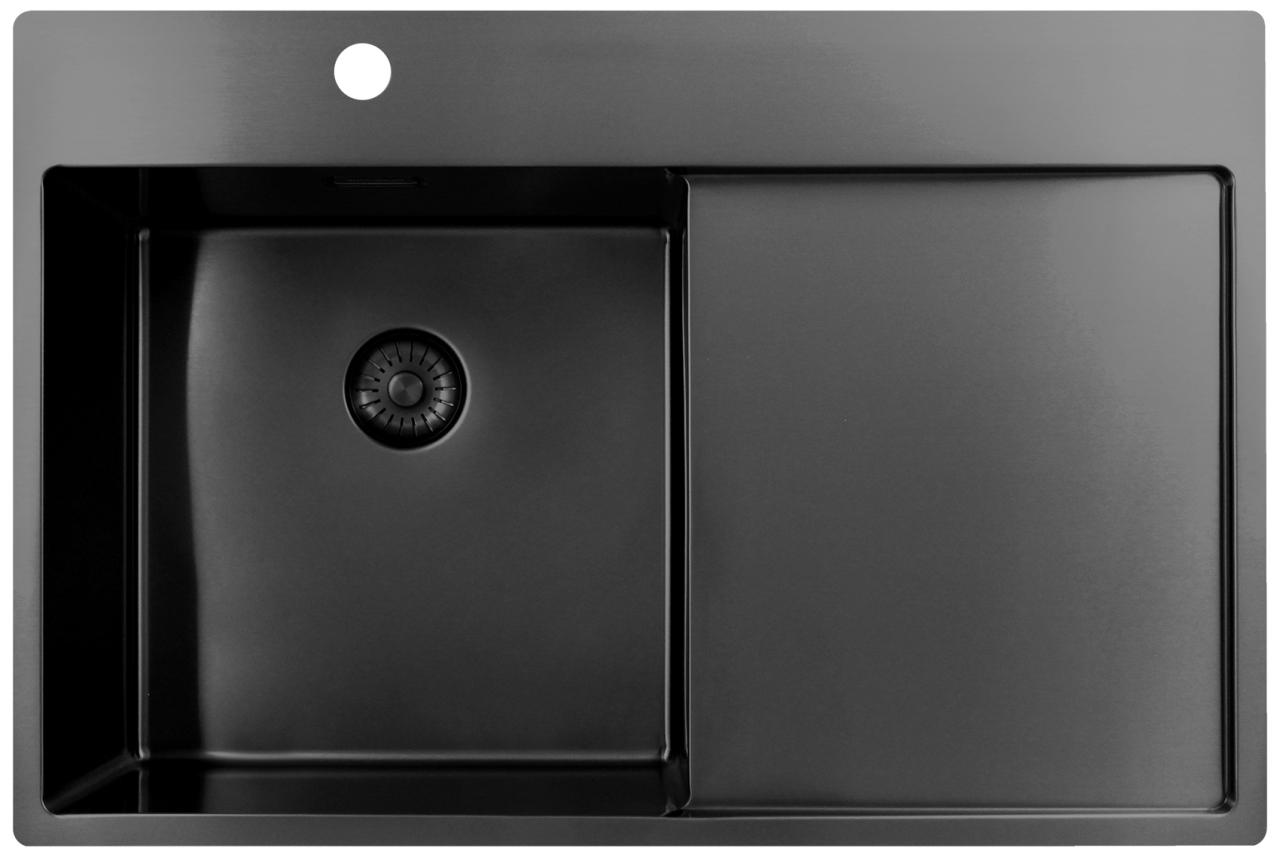 Pure.Sink Exclusivo Gun Metal spoelbak met afdruipgedeelte 78x52 cm Tapwing links PEX4078LT-61 - Productafbeelding