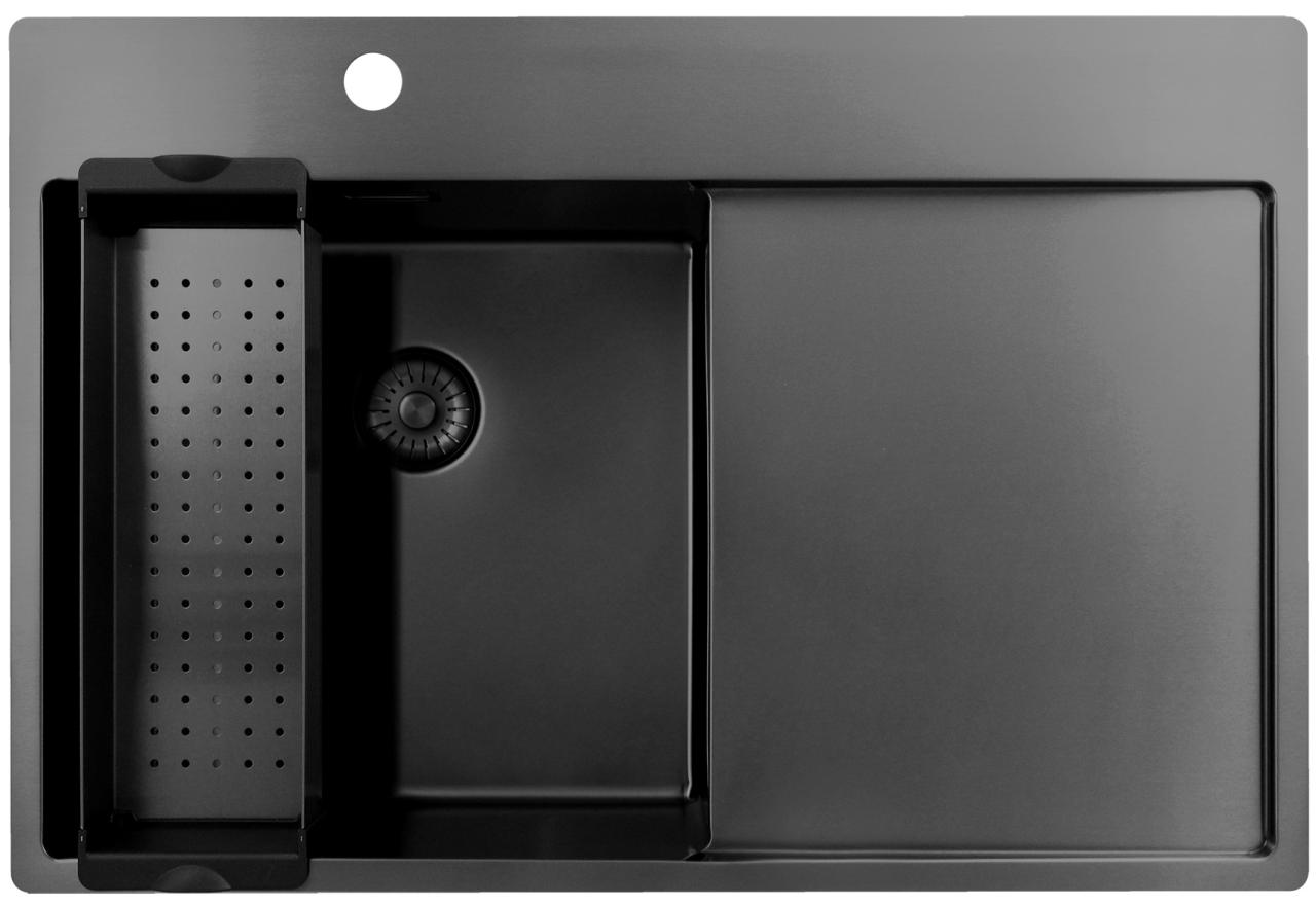 Pure.Sink Exclusivo Gun Metal spoelbak met afdruipgedeelte 78x52 cm Tapwing links PEX4078LT-61 - Productafbeelding 3
