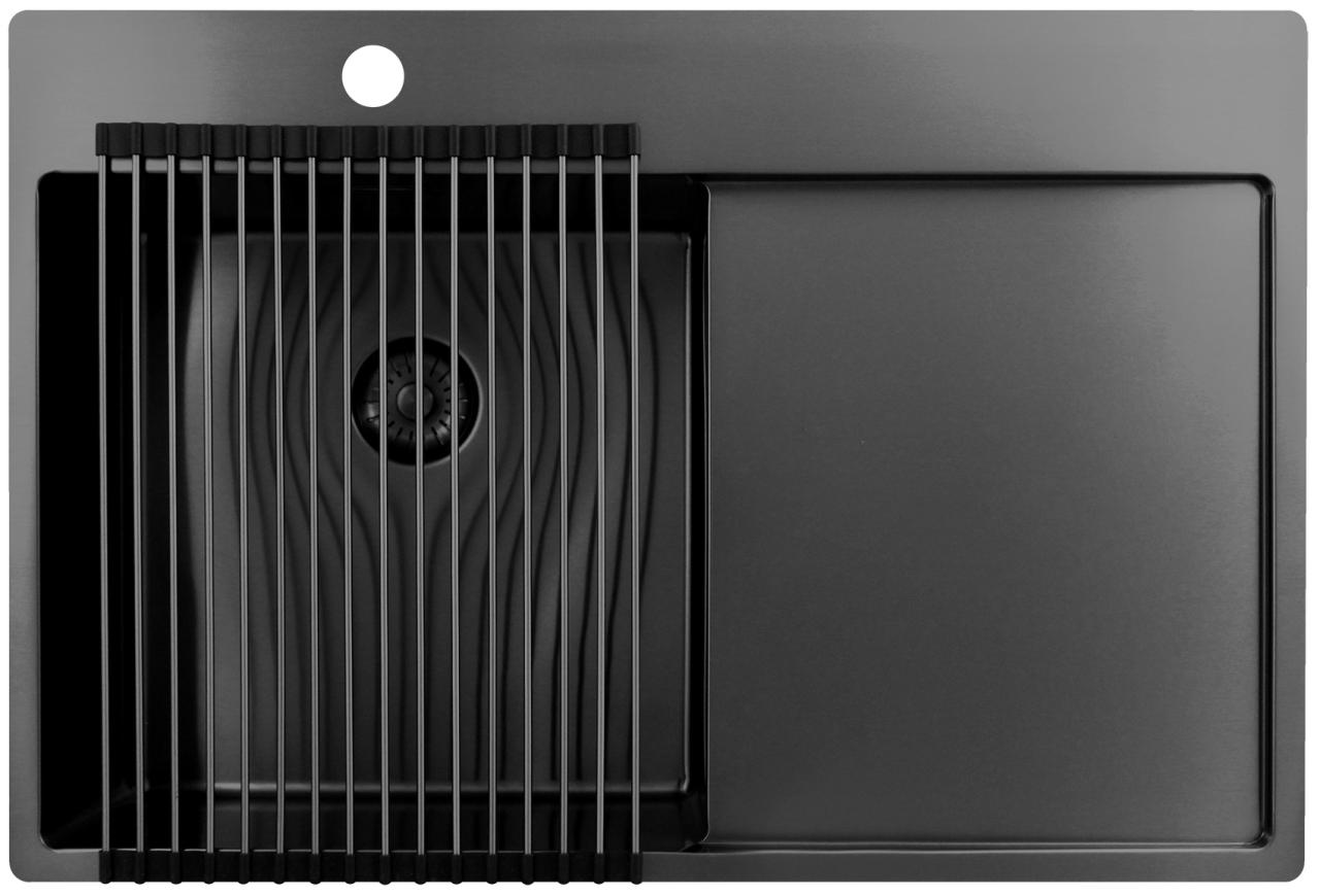 Pure.Sink Exclusivo Gun Metal spoelbak met afdruipgedeelte 78x52 cm Tapwing links PEX4078LT-61 - Productafbeelding 4