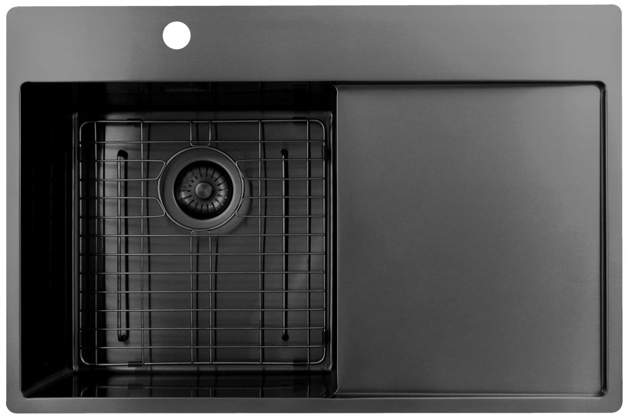 Pure.Sink Exclusivo Gun Metal spoelbak met afdruipgedeelte 78x52 cm Tapwing links PEX4078LT-61 - Productafbeelding 5