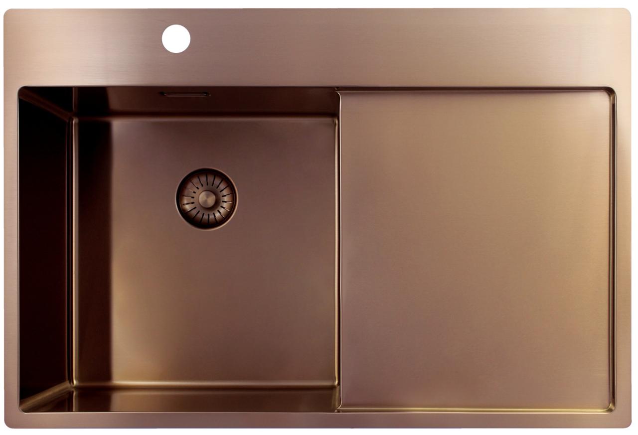 Pure.Sink Exclusivo Koperen spoelbak met afdruipgedeelte 78x52 cm Tapwing links PEX4078LT-62 - Productafbeelding