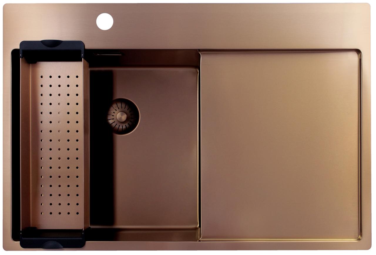 Pure.Sink Exclusivo Koperen spoelbak met afdruipgedeelte 78x52 cm Tapwing links PEX4078LT-62 - Productafbeelding 3