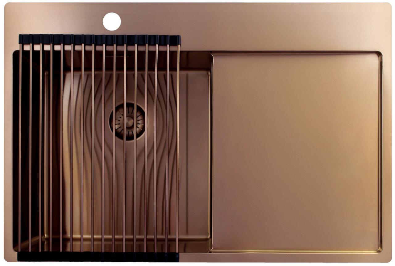 Pure.Sink Exclusivo Koperen spoelbak met afdruipgedeelte 78x52 cm Tapwing links PEX4078LT-62 - Productafbeelding 4