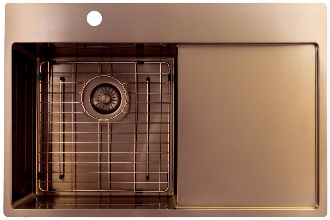 Pure.Sink Exclusivo Koperen spoelbak met afdruipgedeelte 78x52 cm Tapwing links PEX4078LT-62 - Productafbeelding 6