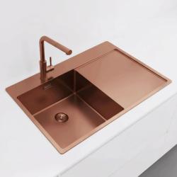 Pure.Sink Exclusivo Koperen spoelbak met afdruipgedeelte 78x52 cm Tapwing links PEX4078LT-62