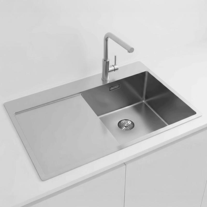 Pure.Sink Exclusivo RVS spoelbak met afdruipgedeelte 78x52 cm Tapwing rechts PEX4078RT-02