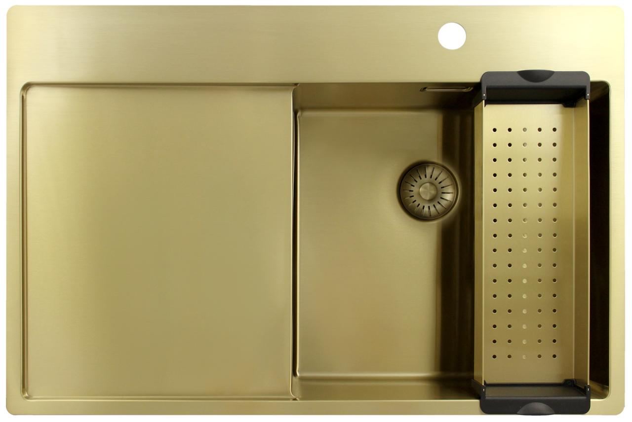 Pure.Sink Exclusivo Gouden spoelbak met afdruipgedeelte 78x52 cm Tapwing rechts PEX4078RT-60 - Productafbeelding 3
