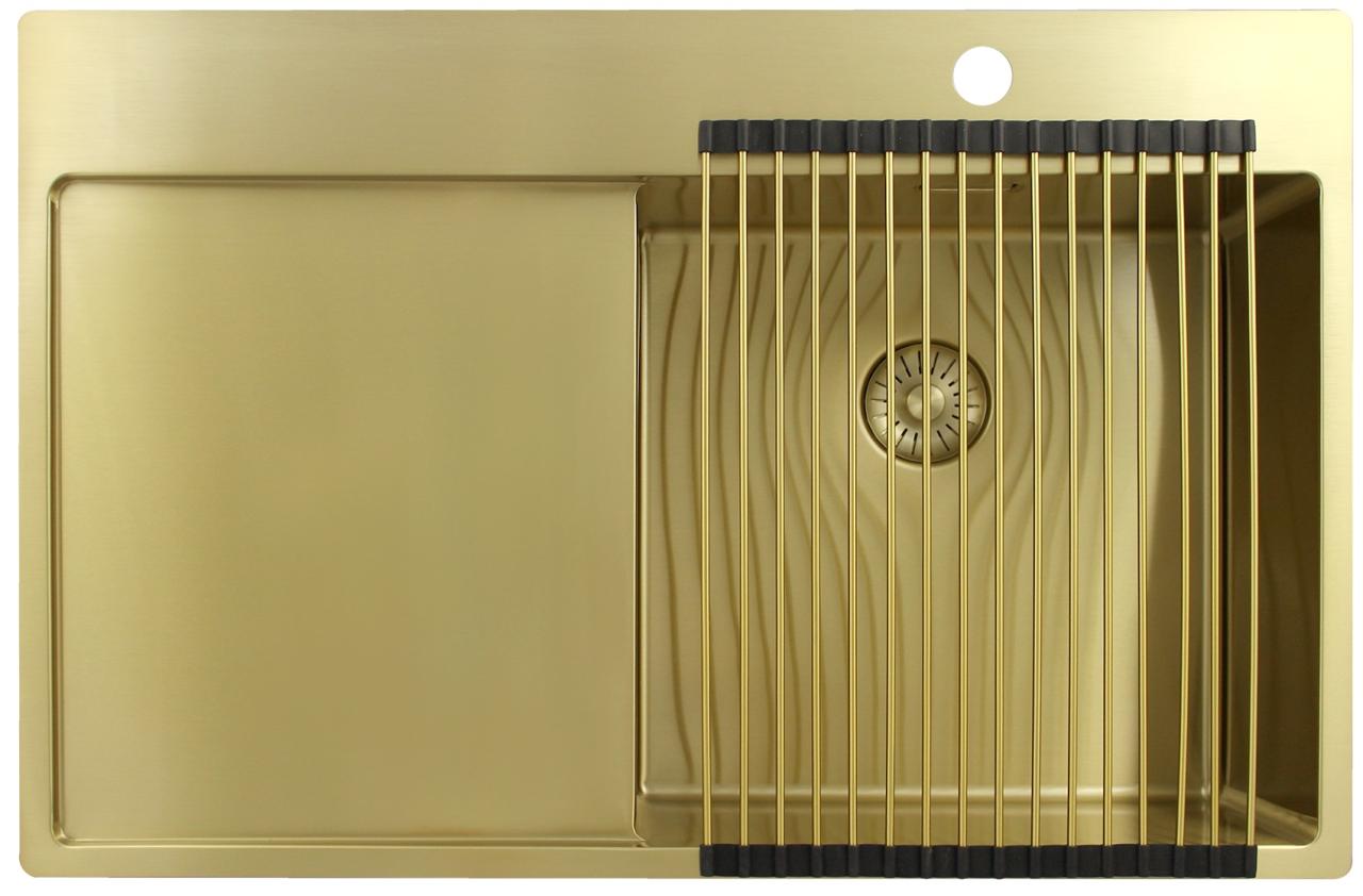 Pure.Sink Exclusivo Gouden spoelbak met afdruipgedeelte 78x52 cm Tapwing rechts PEX4078RT-60 - Productafbeelding 4