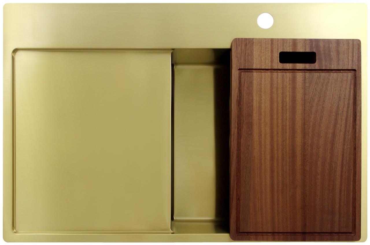 Pure.Sink Exclusivo Gouden spoelbak met afdruipgedeelte 78x52 cm Tapwing rechts PEX4078RT-60 - Productafbeelding 5