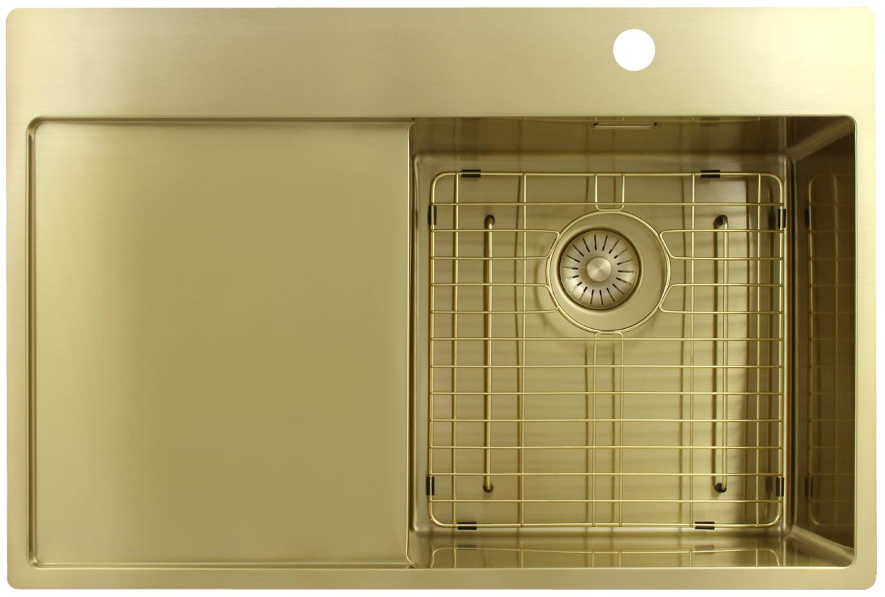 Pure.Sink Exclusivo Gouden spoelbak met afdruipgedeelte 78x52 cm Tapwing rechts PEX4078RT-60 - Productafbeelding 6