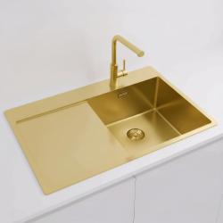 Pure.Sink Exclusivo Gouden spoelbak met afdruipgedeelte 78x52 cm Tapwing rechts PEX4078RT-60