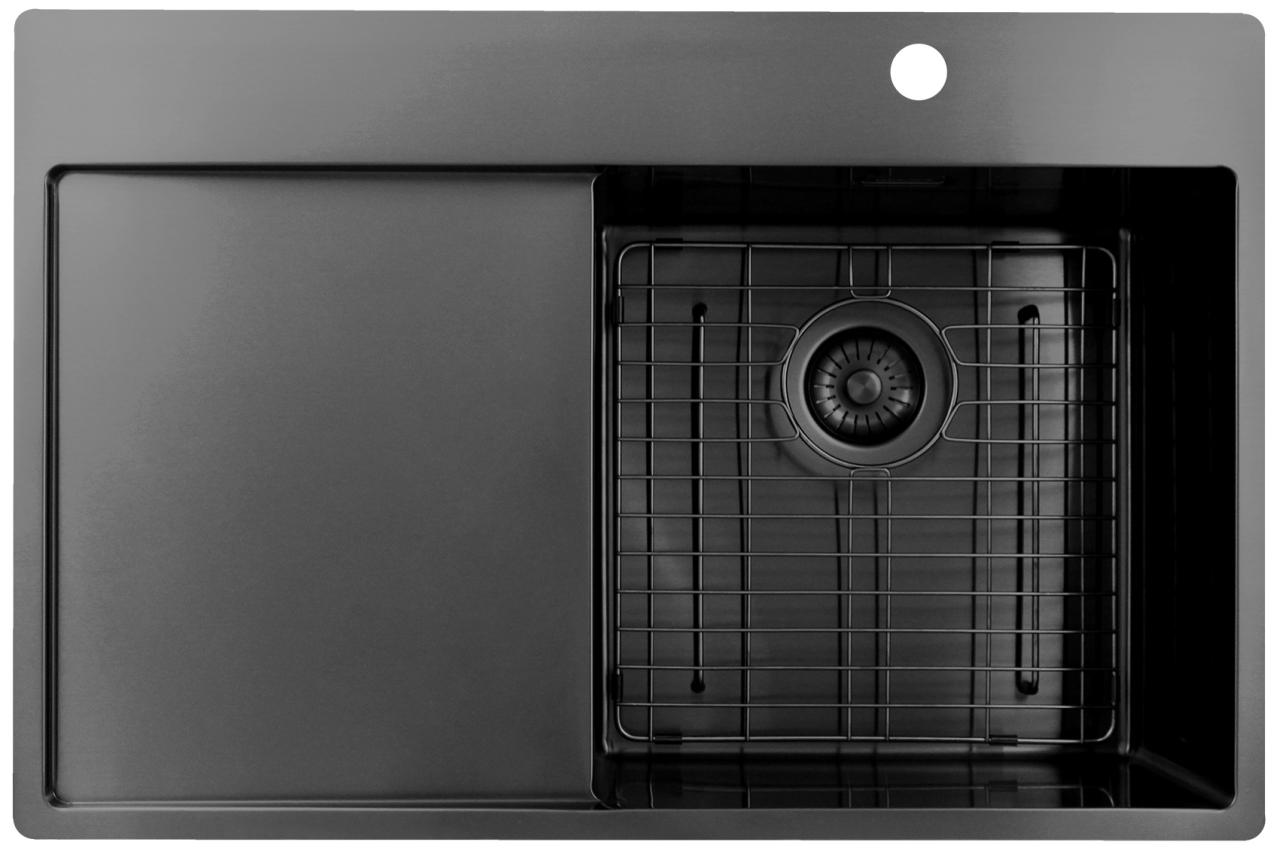 Pure.Sink Exclusivo Gun Metal spoelbak met afdruipgedeelte 78x52 cm Tapwing rechts PEX4078RT-61 - Productafbeelding 5