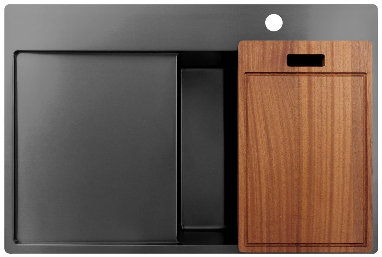 Pure.Sink Exclusivo Gun Metal spoelbak met afdruipgedeelte 78x52 cm Tapwing rechts PEX4078RT-61 - Productafbeelding 6