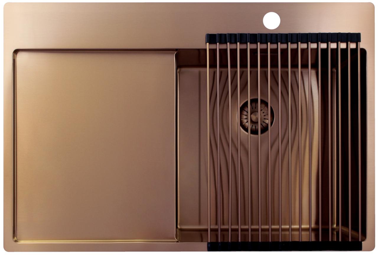 Pure.Sink Exclusivo Koperen spoelbak met afdruipgedeelte 78x52 cm Tapwing rechts PEX4078RT-62 - Productafbeelding 4