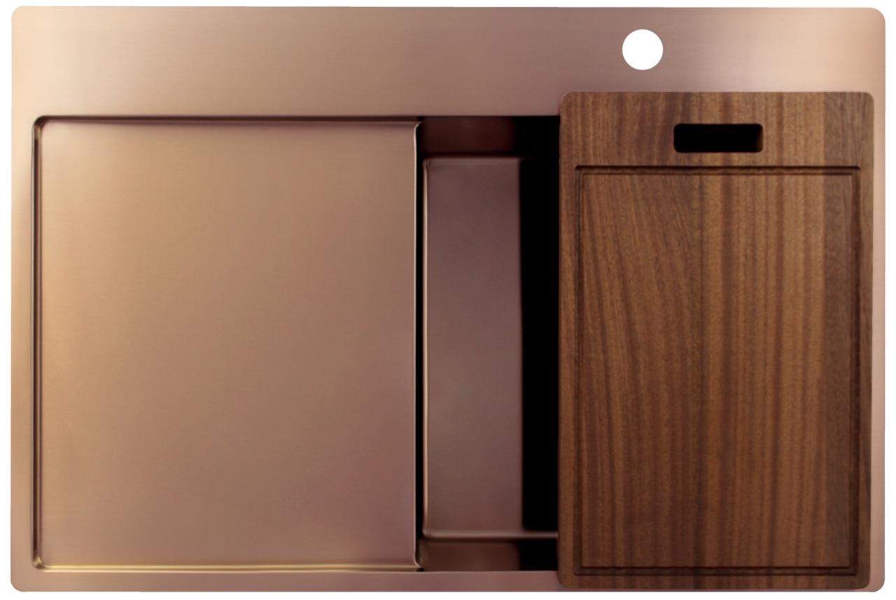 Pure.Sink Exclusivo Koperen spoelbak met afdruipgedeelte 78x52 cm Tapwing rechts PEX4078RT-62 - Productafbeelding 5