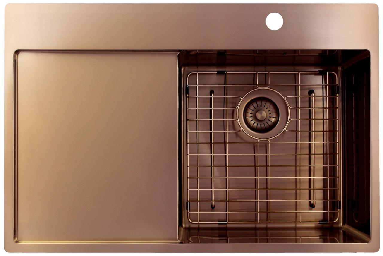 Pure.Sink Exclusivo Koperen spoelbak met afdruipgedeelte 78x52 cm Tapwing rechts PEX4078RT-62 - Productafbeelding 6