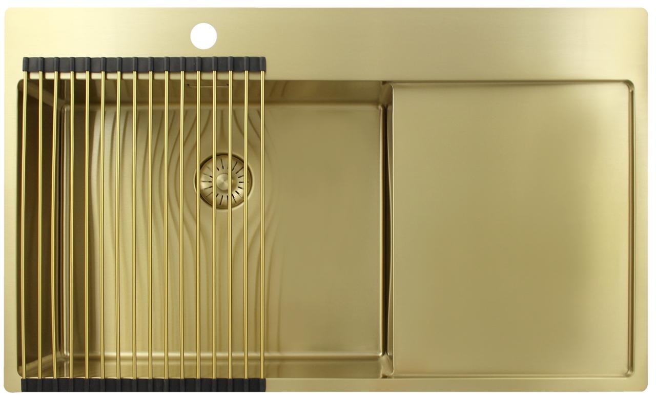Pure.Sink Exclusivo Gouden spoelbak met afdruipgedeelte 86x52 cm Tapwing links PEX5086LT-60 - Productafbeelding 4