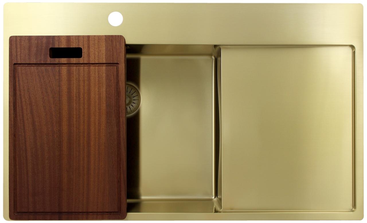 Pure.Sink Exclusivo Gouden spoelbak met afdruipgedeelte 86x52 cm Tapwing links PEX5086LT-60 - Productafbeelding 5
