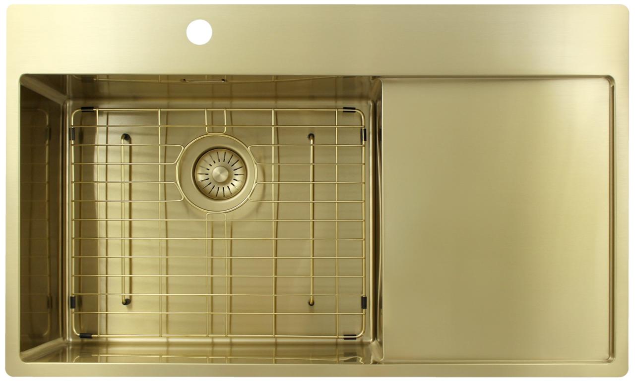 Pure.Sink Exclusivo Gouden spoelbak met afdruipgedeelte 86x52 cm Tapwing links PEX5086LT-60 - Productafbeelding 6