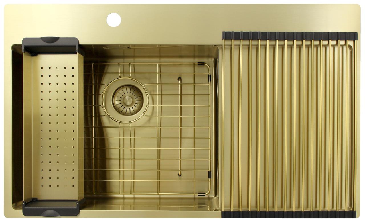 Pure.Sink Exclusivo Gouden spoelbak met afdruipgedeelte 86x52 cm Tapwing links PEX5086LT-60 - Productafbeelding 7