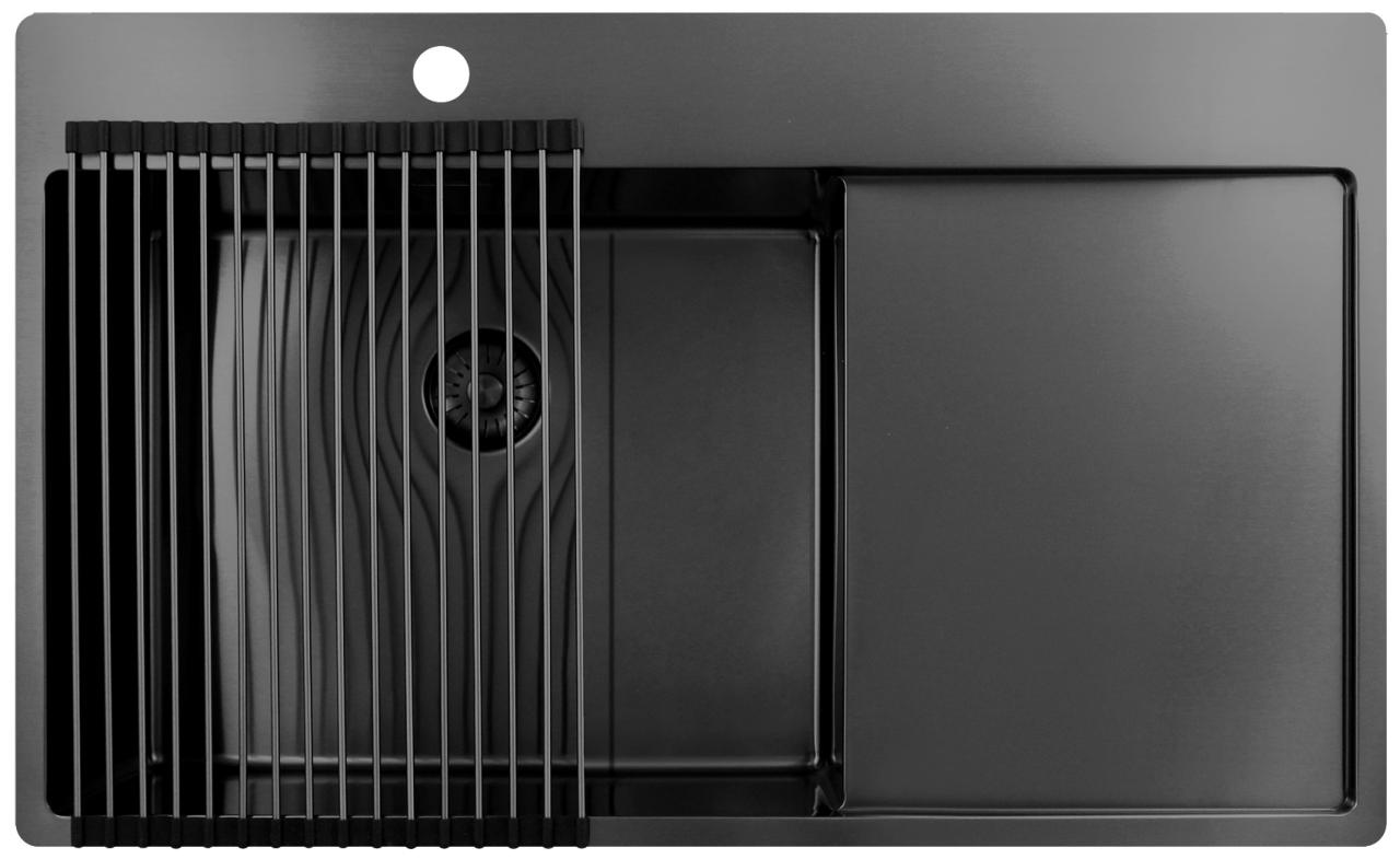 Pure.Sink Exclusivo Gun Metal spoelbak met afdruipgedeelte 86x52 cm Tapwing links PEX5086LT-61 - Productafbeelding 3