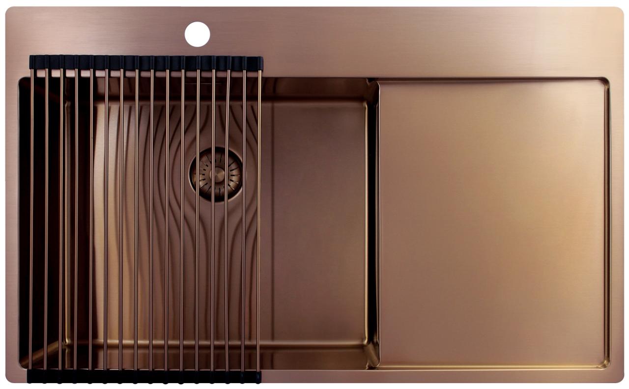 Pure.Sink Exclusivo Koperen spoelbak met afdruipgedeelte 86x52 cm Tapwing links PEX5086LT-62 - Productafbeelding 4