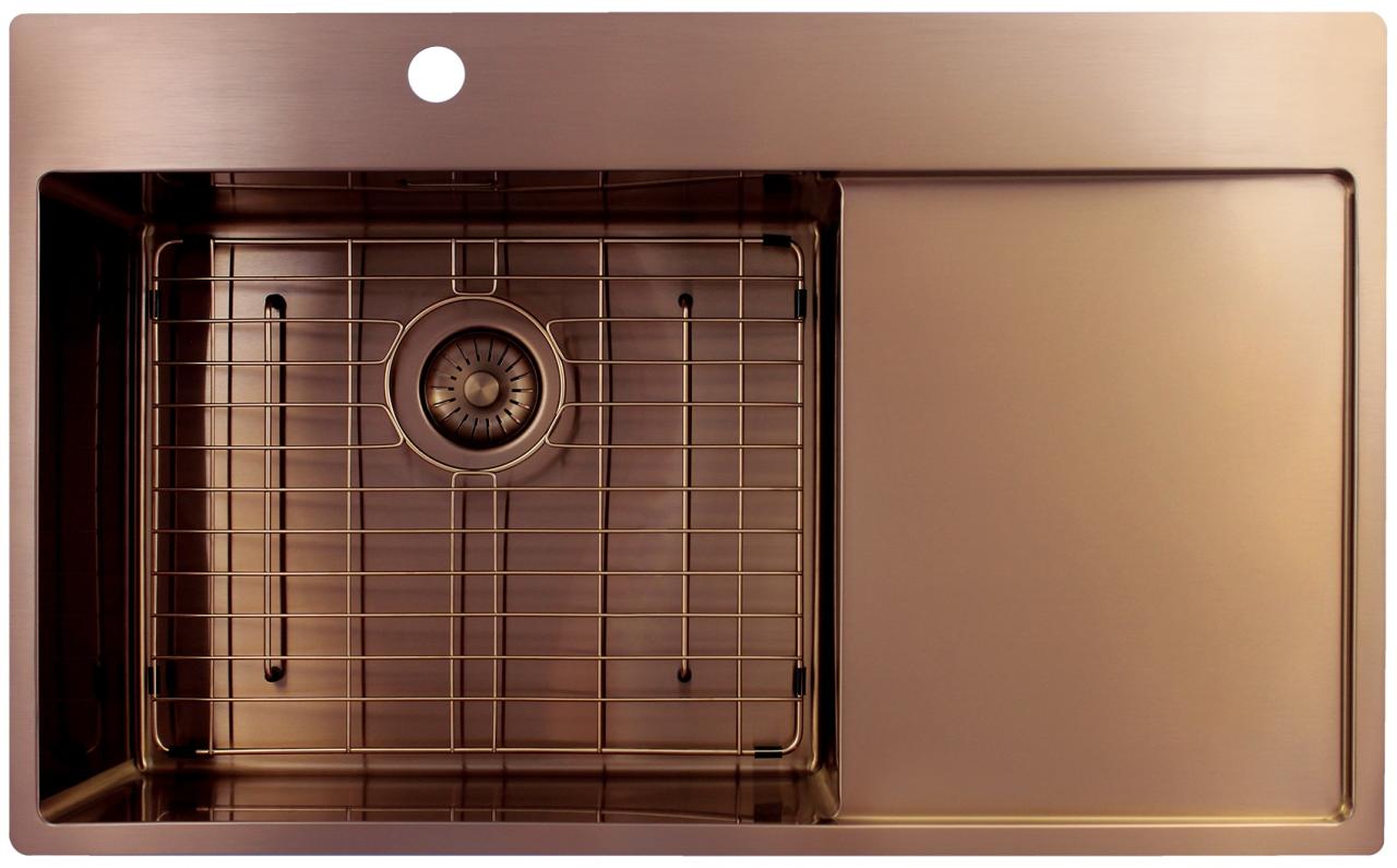 Pure.Sink Exclusivo Koperen spoelbak met afdruipgedeelte 86x52 cm Tapwing links PEX5086LT-62 - Productafbeelding 6