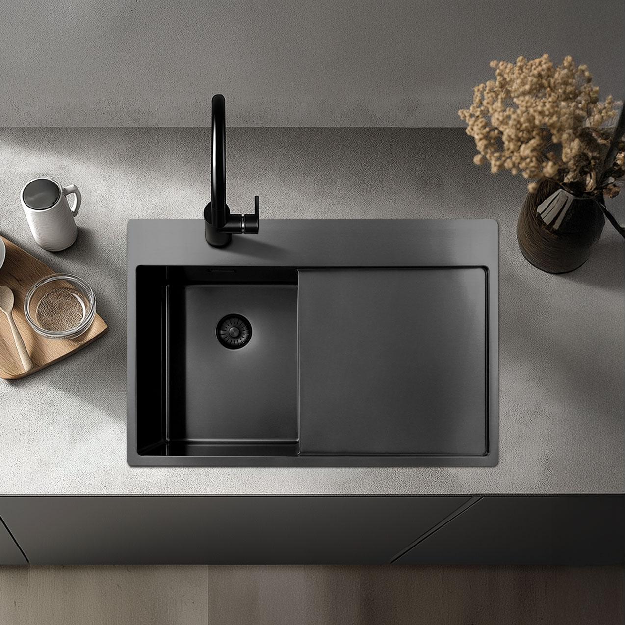 Pure.Sink Exclusivo RVS spoelbak met afdruipgedeelte 86x52 cm Tapwing rechts PEX5086RT-02 - Productafbeelding 5