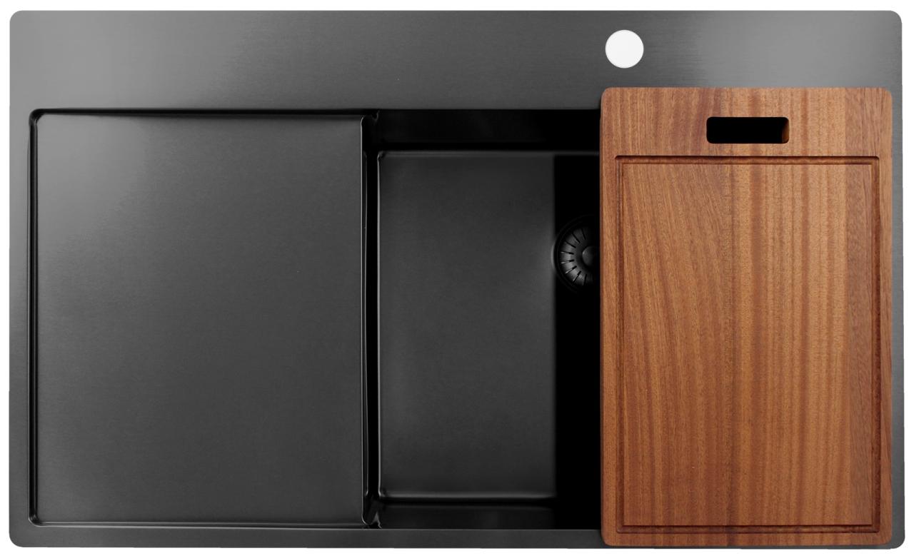 Pure.Sink Exclusivo Gun Metal spoelbak met afdruipgedeelte 86x52 cm Tapwing rechts PEX5086RT-61 - Productafbeelding 5